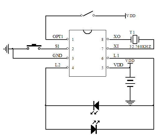 定時圣誕燈串控制IC芯片參考電路圖