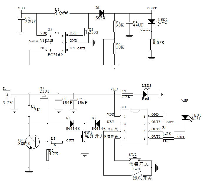 手持消毒燈芯片